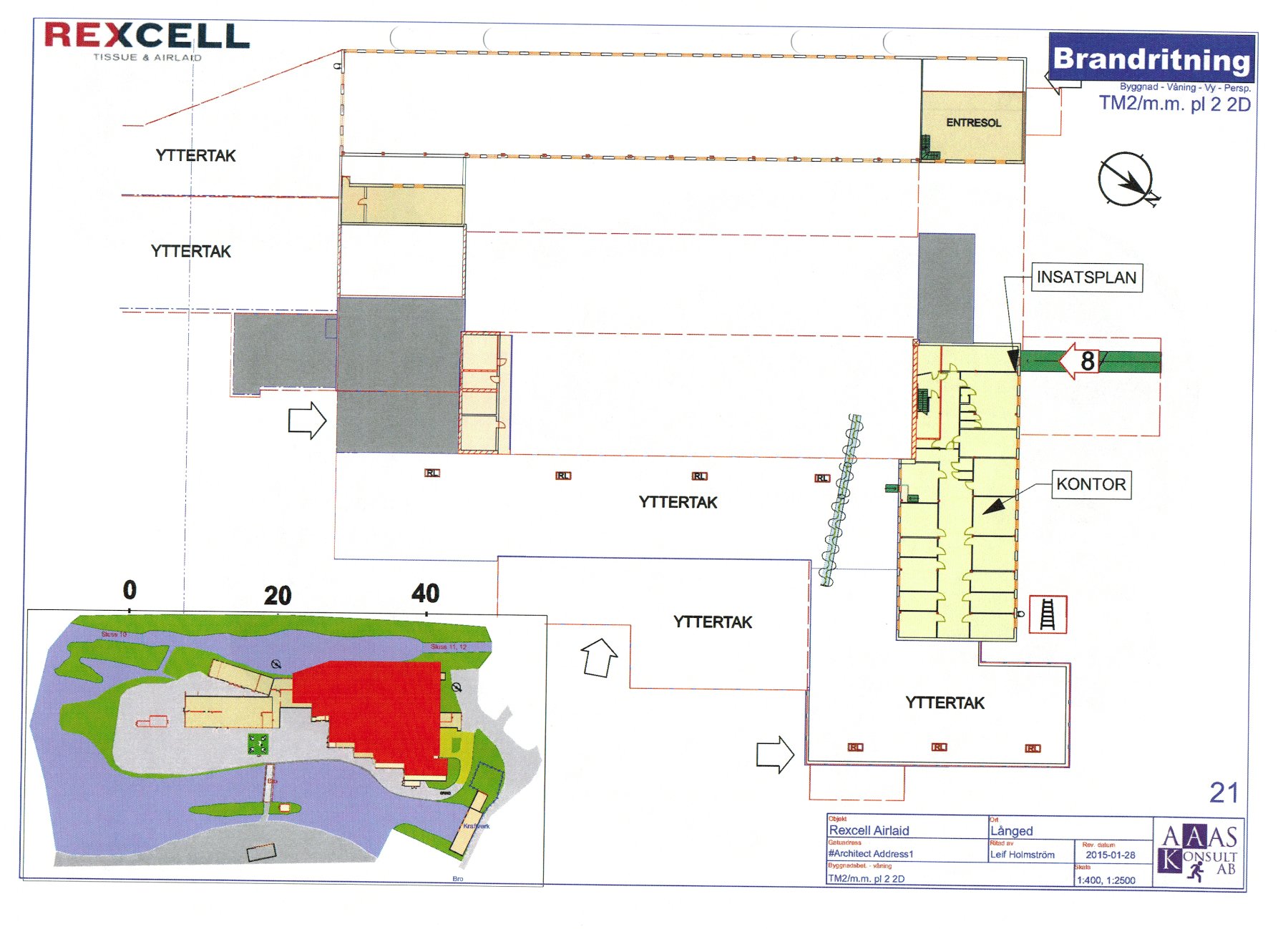 Brandritning – TM2 m.m. plan 2, Rexcell Airlaid Långed